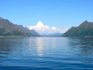 Lofoten mountains fjord